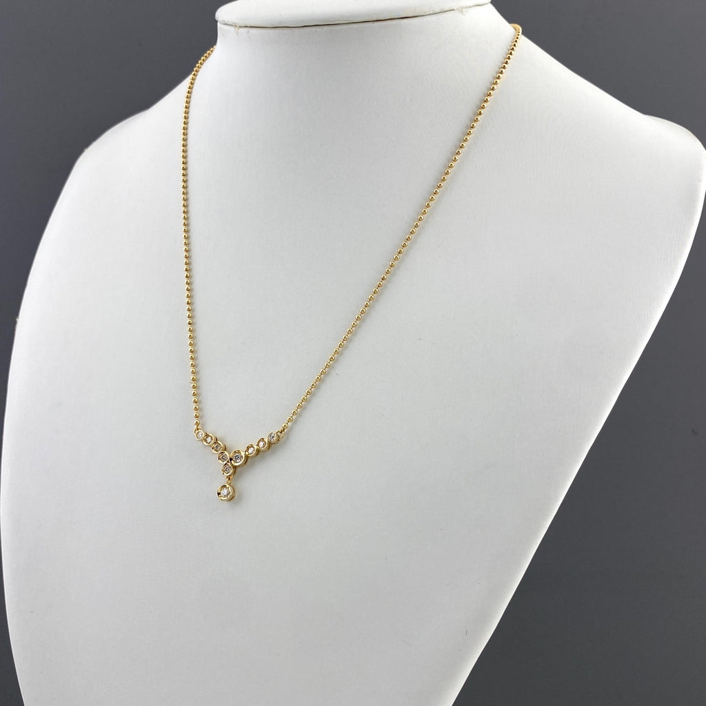 メレダイヤ デザインネックレス YG イエローゴールド ペンダント ネックレス K18 ダイヤモンド レディース 【中古】nbjwl