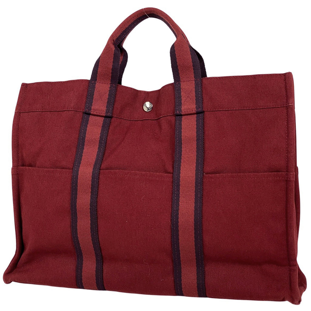 エルメス フールトゥ MM ハンドバッグ トートバッグ キャンバス レッド レディース 【中古】brbag