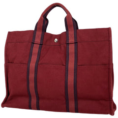 エルメス フールトゥ MM ハンドバッグ トートバッグ キャンバス レッド レディース 【中古】brbag