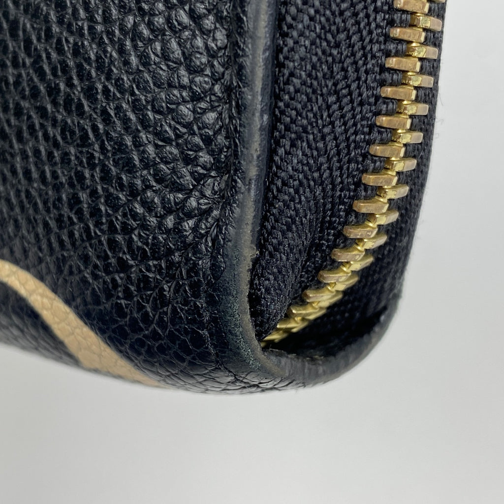 ルイ・ヴィトン ジッピー ウォレット ラウンドジップ ラウンドファスナー バイカラー 長財布 モノグラムアンプラント ブラック ベージュ M80481 レディース 【中古】brbag