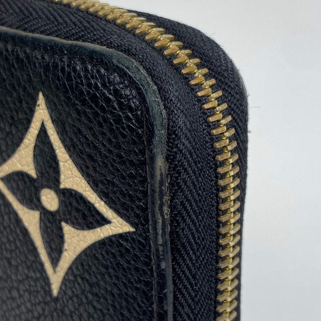 ルイ・ヴィトン ジッピー ウォレット ラウンドジップ ラウンドファスナー バイカラー 長財布 モノグラムアンプラント ブラック ベージュ M80481 レディース 【中古】brbag