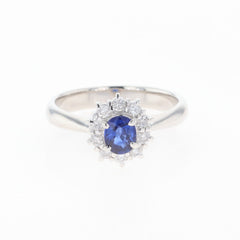 サファイア デザインリング プラチナ 指輪 メレダイヤ リング 11号 Pt900 サファイア ダイヤモンド レディース 【中古】nbjwl