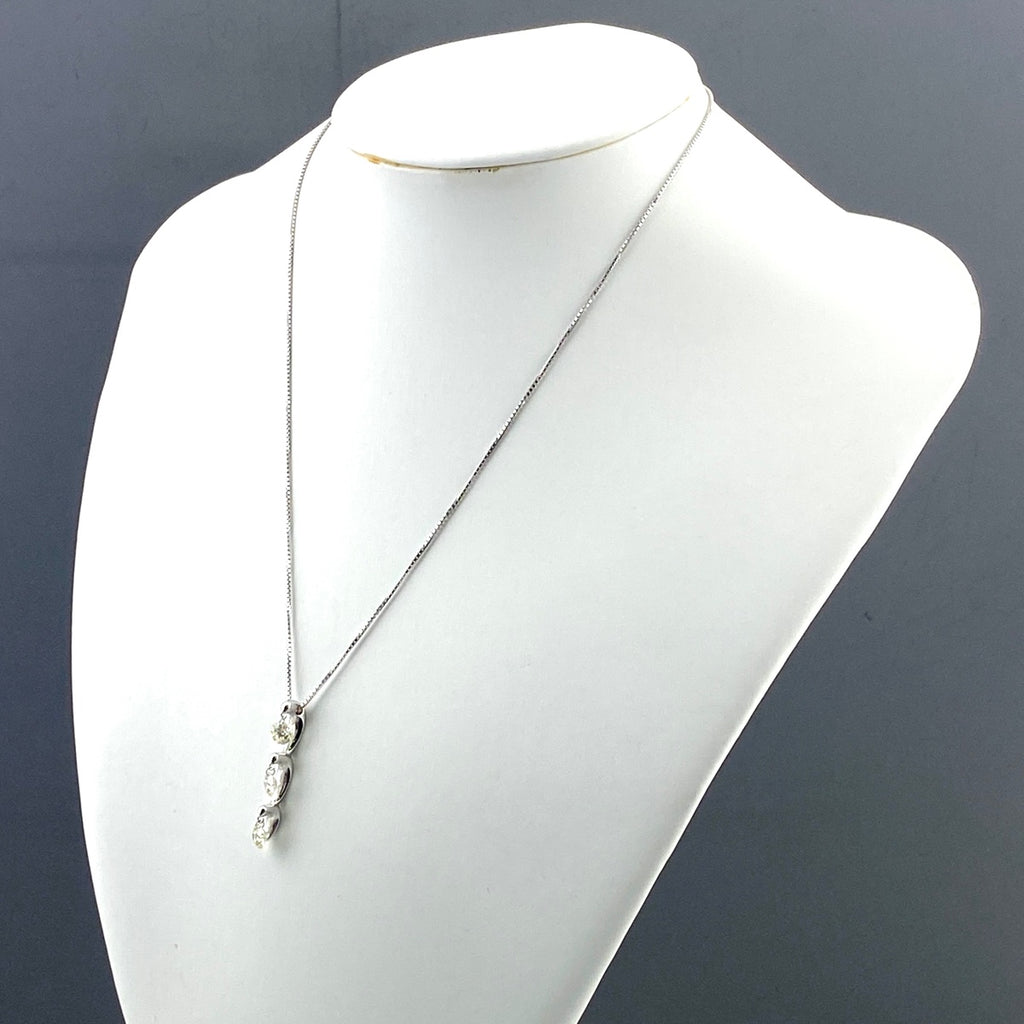 ダイヤモンド デザインネックレス WG ホワイトゴールド ペンダント ネックレス K18 WG ダイヤモンド レディース 【中古】nbjwl