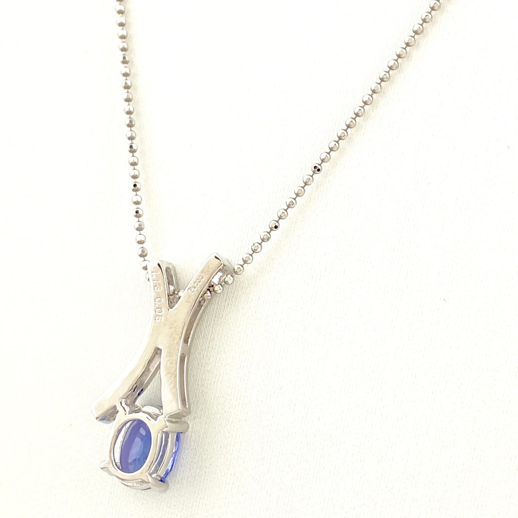 タンザナイト デザインネックレス プラチナ ペンダント メレダイヤ ネックレス Pt900 Pt850 タンザナイト レディース 【中古】nbjwl