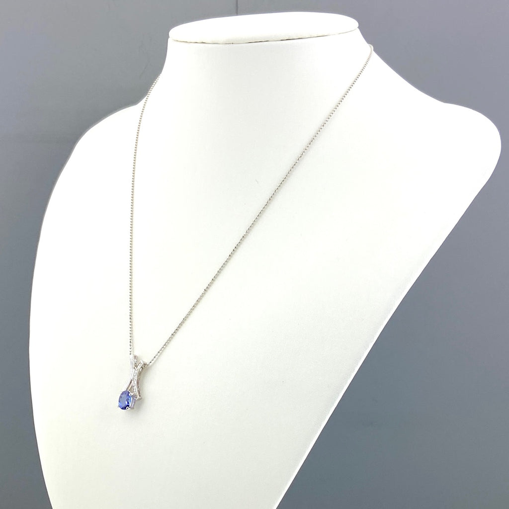 タンザナイト デザインネックレス プラチナ ペンダント メレダイヤ ネックレス Pt900 Pt850 タンザナイト レディース 【中古】nbjwl