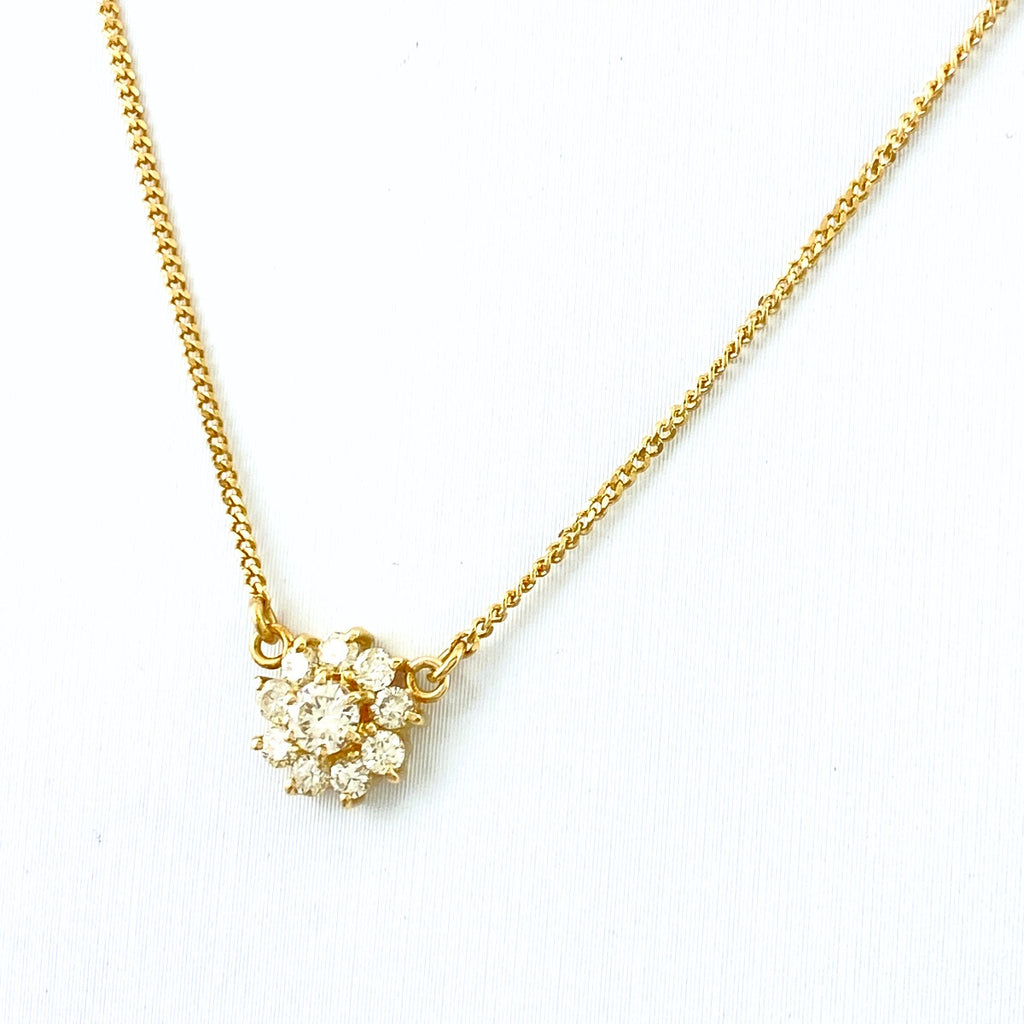 メレダイヤ デザインネックレス YG イエローゴールド ペンダント ネックレス K18 ダイヤモンド レディース 【中古】nbjwl