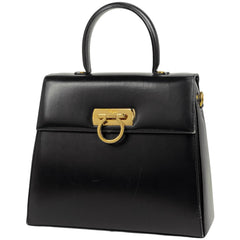 サルヴァトーレフェラガモ ガンチーニ ハンドバッグ 2WAY ショルダーバッグ ハンドバッグ レザー ブラック 0536 レディース 【中古】brbag