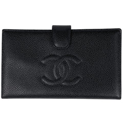 シャネル ココマーク 二つ折り長財布 がま口 長財布 キャビアスキン ブラック レディース 【中古】brbag