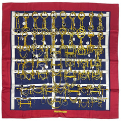 エルメス カレ 90 MORS&FILETS 馬具とビット スカーフ シルク レッド マルチカラー レディース 【中古】brbag