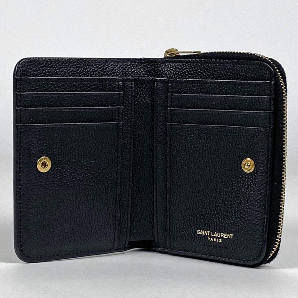 イヴ・サンローラン ロゴ 二つ折り 財布 札入れ 小銭入れ 二つ折り財布 レザー ブラック 532867 【中古】brbag