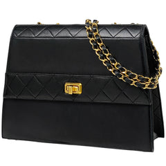 シャネル ココマーク チェーン ショルダーバッグ Wチェーン ショルダーバッグ レザー ブラック レディース 【中古】brbag