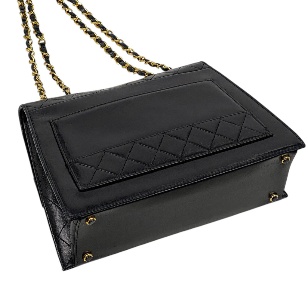シャネル ココマーク チェーン ショルダーバッグ Wチェーン ショルダーバッグ レザー ブラック レディース 【中古】brbag