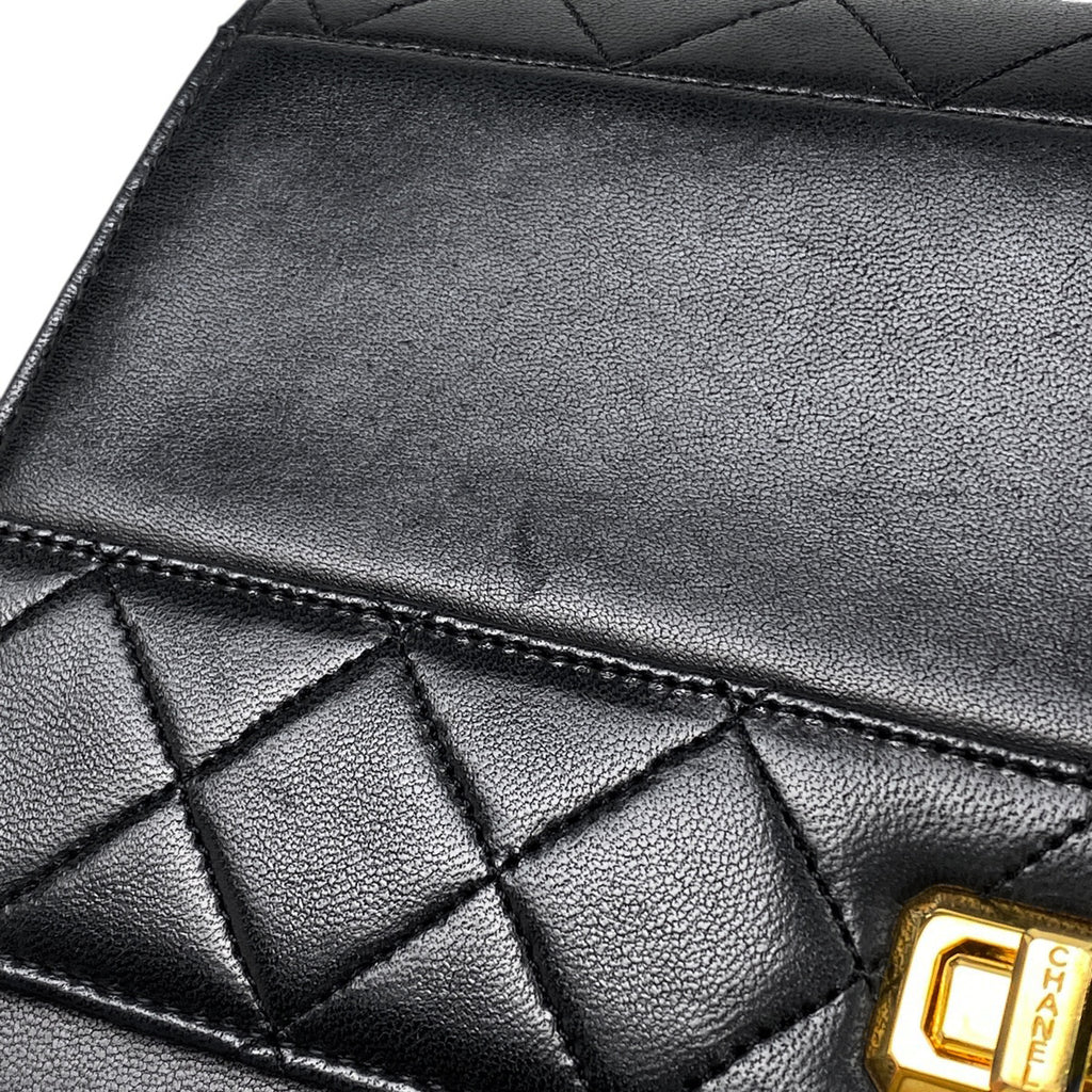 シャネル ココマーク チェーン ショルダーバッグ Wチェーン ショルダーバッグ レザー ブラック レディース 【中古】brbag