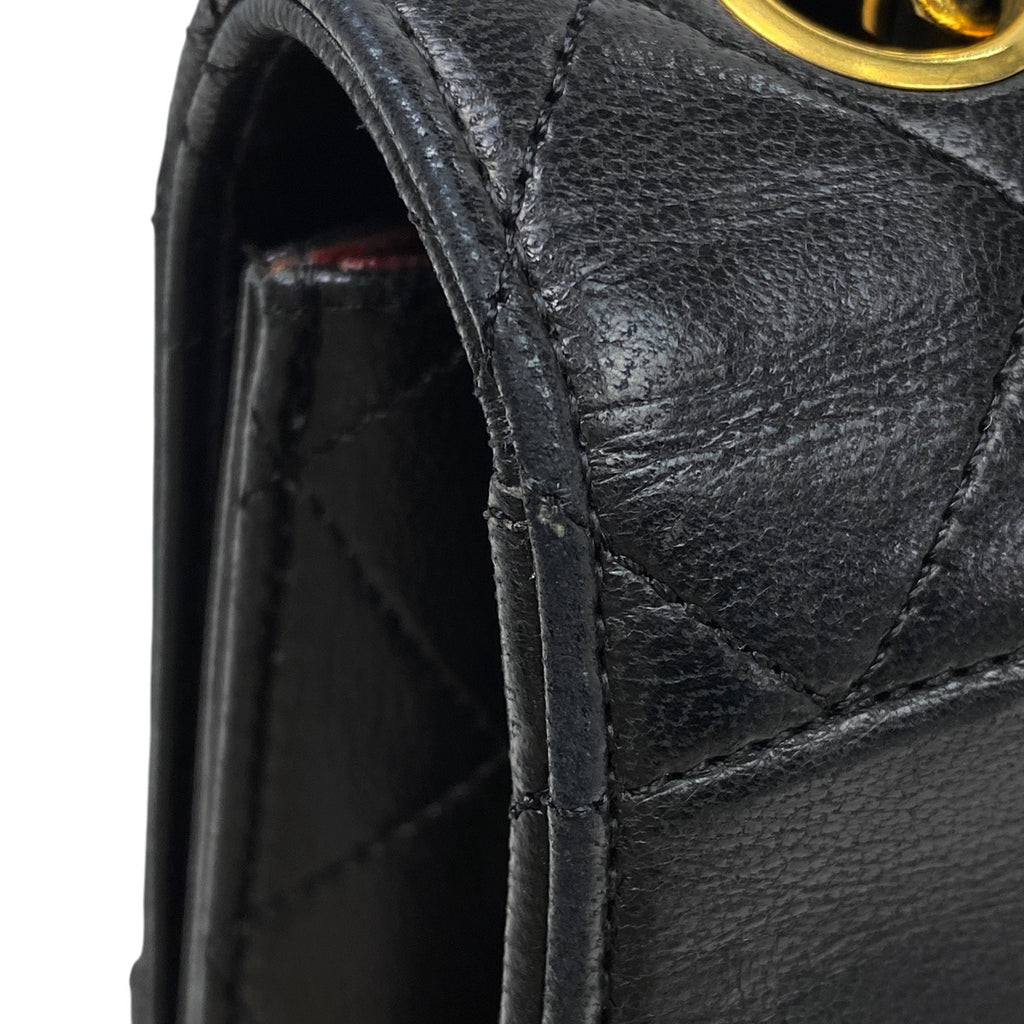 シャネル ココマーク チェーン ショルダーバッグ Wチェーン ショルダーバッグ レザー ブラック レディース 【中古】brbag