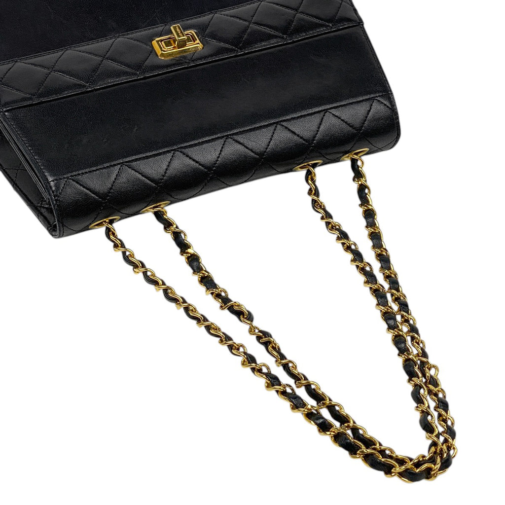 シャネル ココマーク チェーン ショルダーバッグ Wチェーン ショルダーバッグ レザー ブラック レディース 【中古】brbag