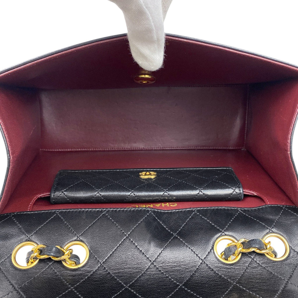 シャネル ココマーク チェーン ショルダーバッグ Wチェーン ショルダーバッグ レザー ブラック レディース 【中古】brbag