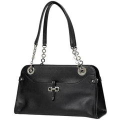 サルヴァトーレフェラガモ ダブルガンチーニ チェーン ショルダーバッグ ハンドバッグ ショルダーバッグ レザー ブラック レディース 【中古】brbag