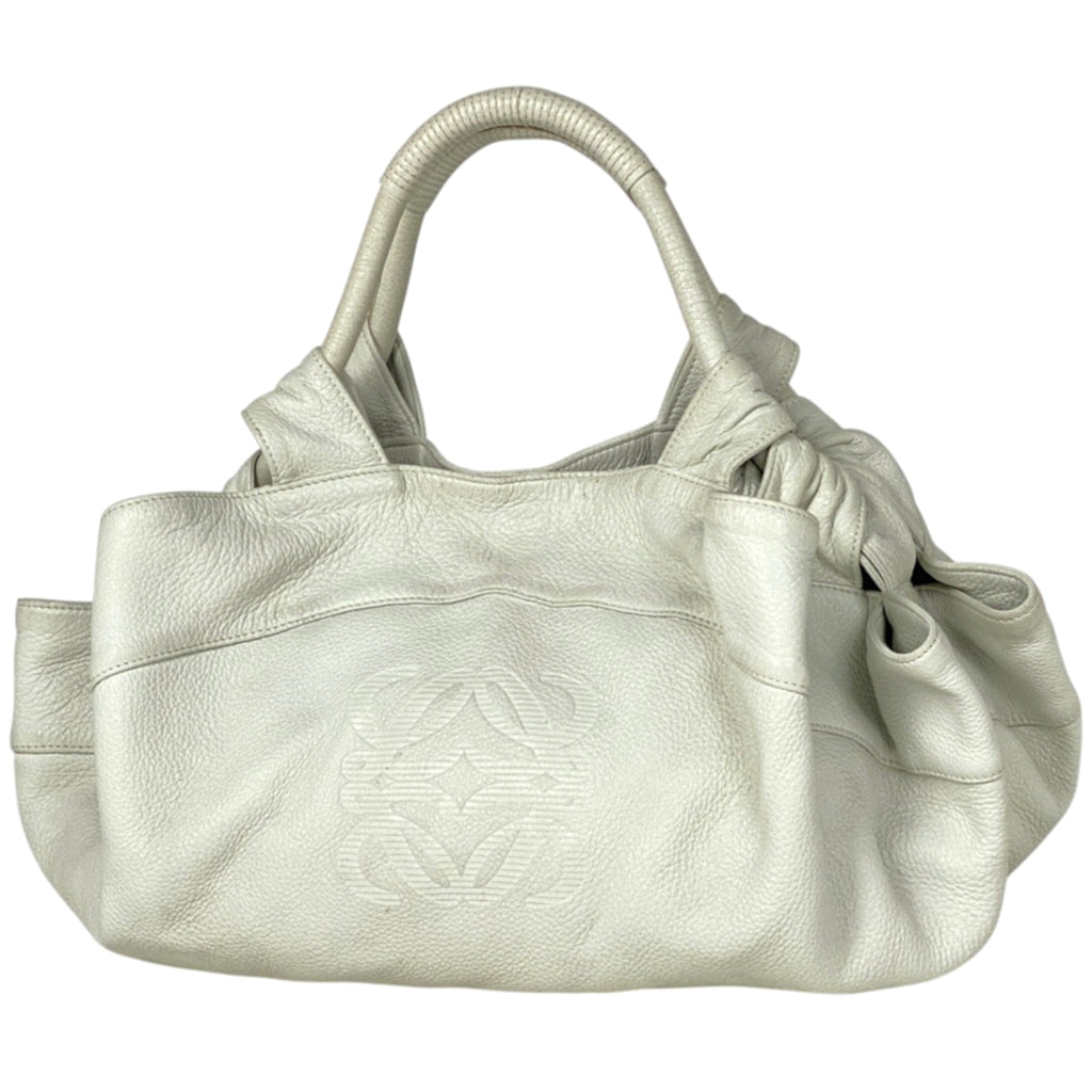 ロエベ ナッパアイレ アナグラム ハンドバッグ レザー ホワイト レディース 【中古】brbag