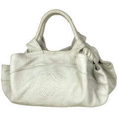 ロエベ ナッパアイレ アナグラム ハンドバッグ レザー ホワイト レディース 【中古】brbag