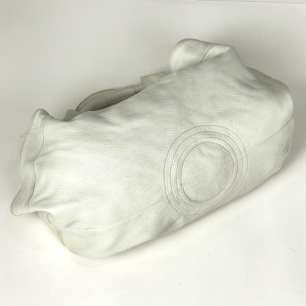 ロエベ ナッパアイレ アナグラム ハンドバッグ レザー ホワイト レディース 【中古】brbag