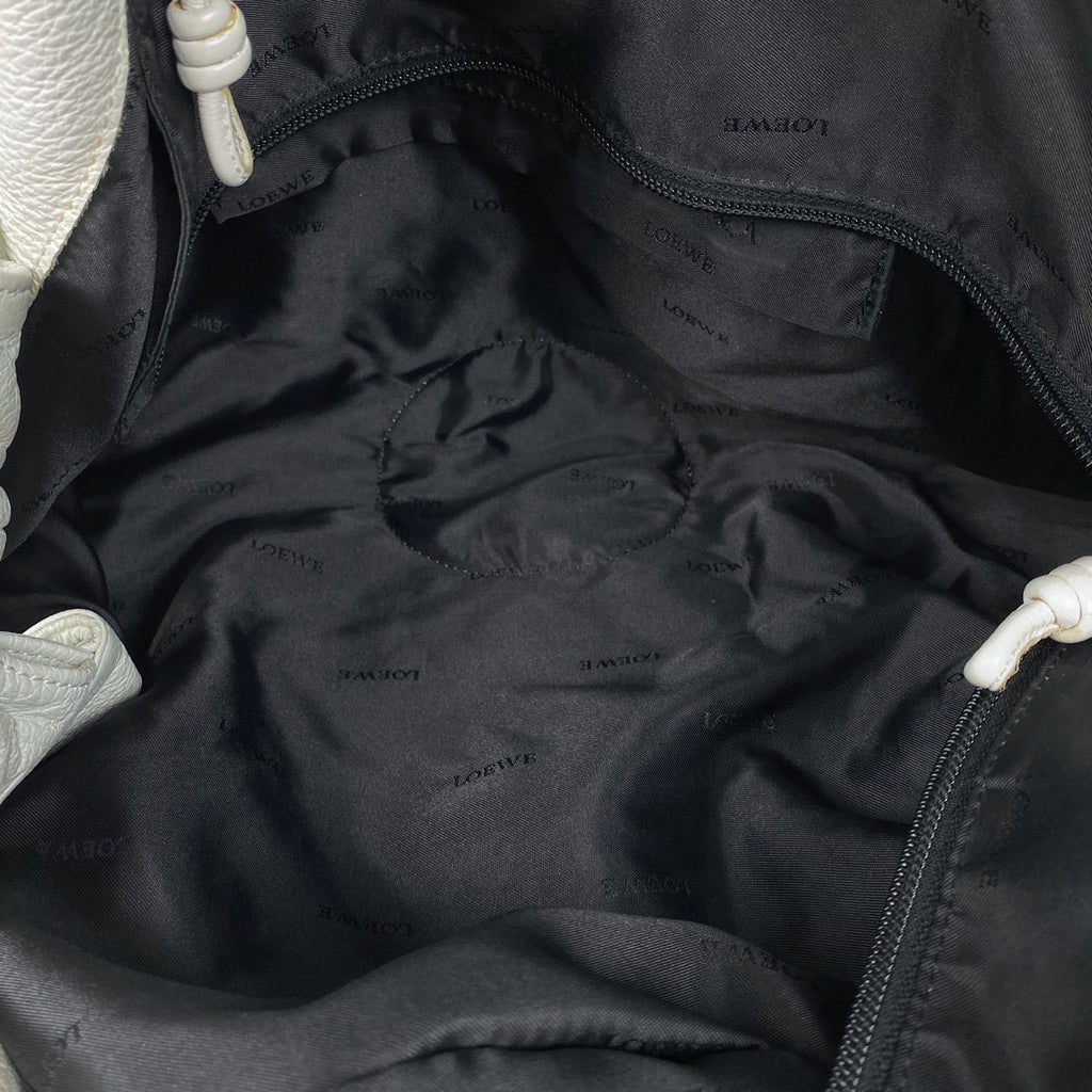 ロエベ ナッパアイレ アナグラム ハンドバッグ レザー ホワイト レディース 【中古】brbag