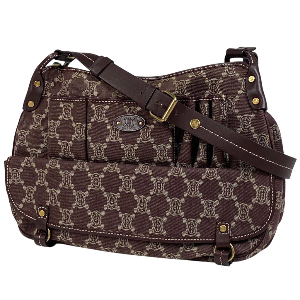 セリーヌ パリマカダム ショルダーバッグ 斜め掛け ショルダーバッグ デニム ボルドー レディース 【中古】brbag