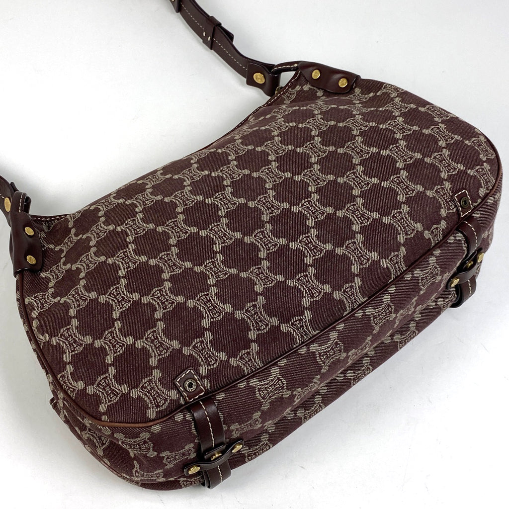 セリーヌ パリマカダム ショルダーバッグ 斜め掛け ショルダーバッグ デニム ボルドー レディース 【中古】brbag