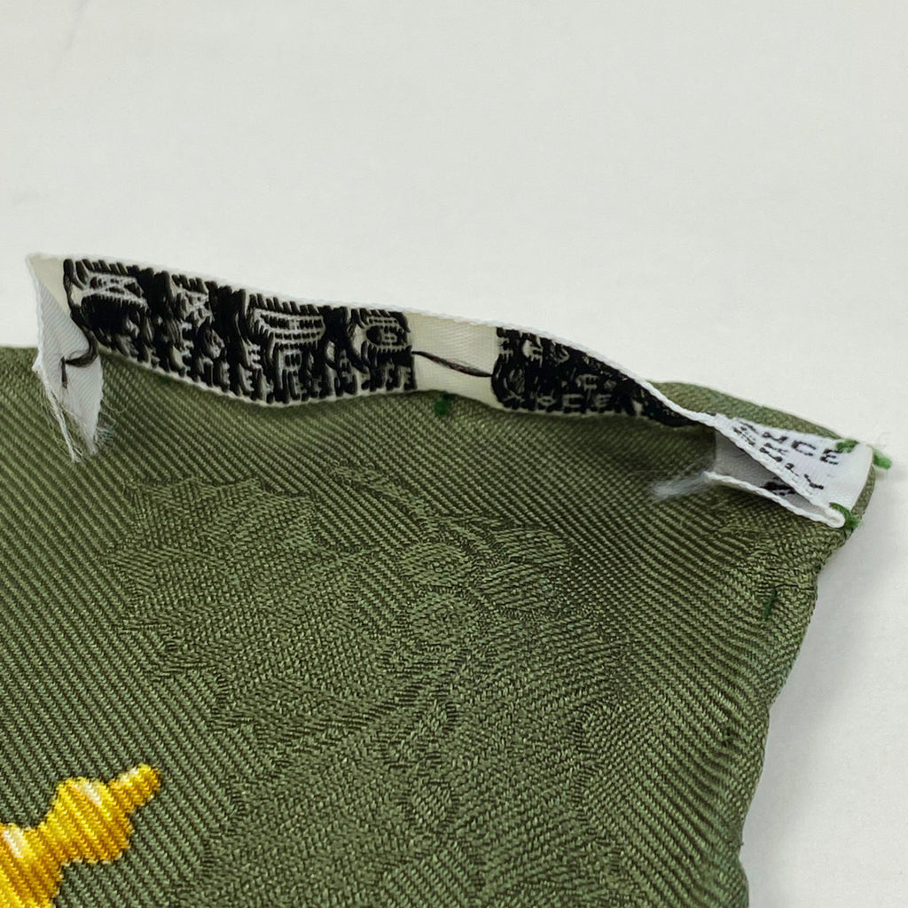 エルメス カレ 90 Plumes et Grelots 羽飾りと鈴 スカーフ シルク グリーン マルチカラー レディース 【中古】brbag