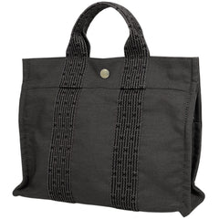 エルメス エールライン トート PM ハンドバッグ トートバッグ ナイロンキャンバス グレー ブラック レディース 【中古】brbag