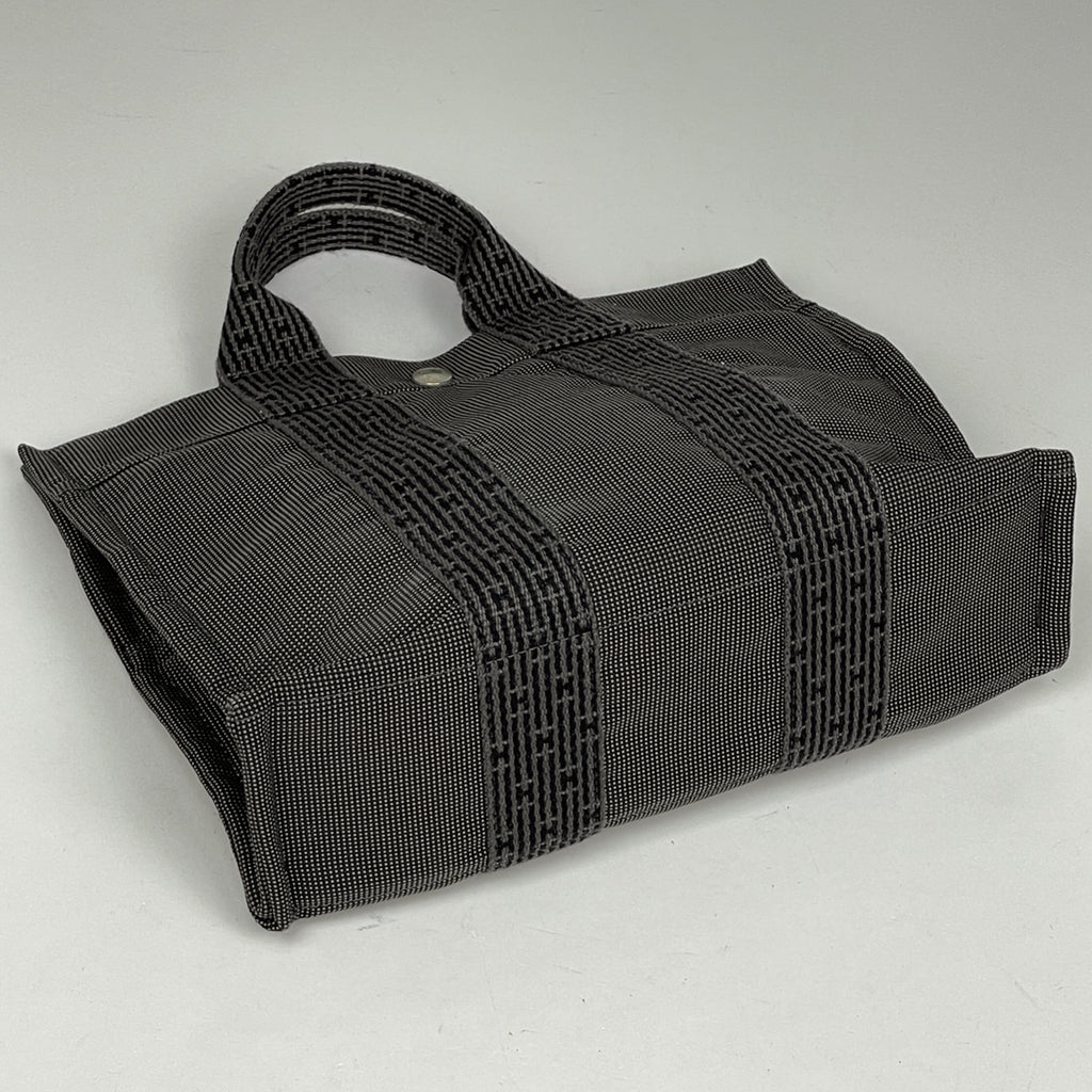 エルメス エールライン トート PM ハンドバッグ トートバッグ ナイロンキャンバス グレー ブラック レディース 【中古】brbag