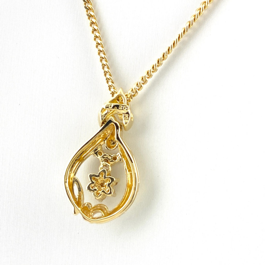 メレダイヤ デザインネックレス YG イエローゴールド ペンダント ネックレス K18 750 ダイヤモンド レディース 【中古】nbjwl