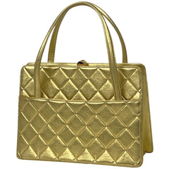 シャネル ココマーク ハンドバッグ マトラッセ がま口 ハンドバッグ レザー ゴールド レディース 【中古】brbag