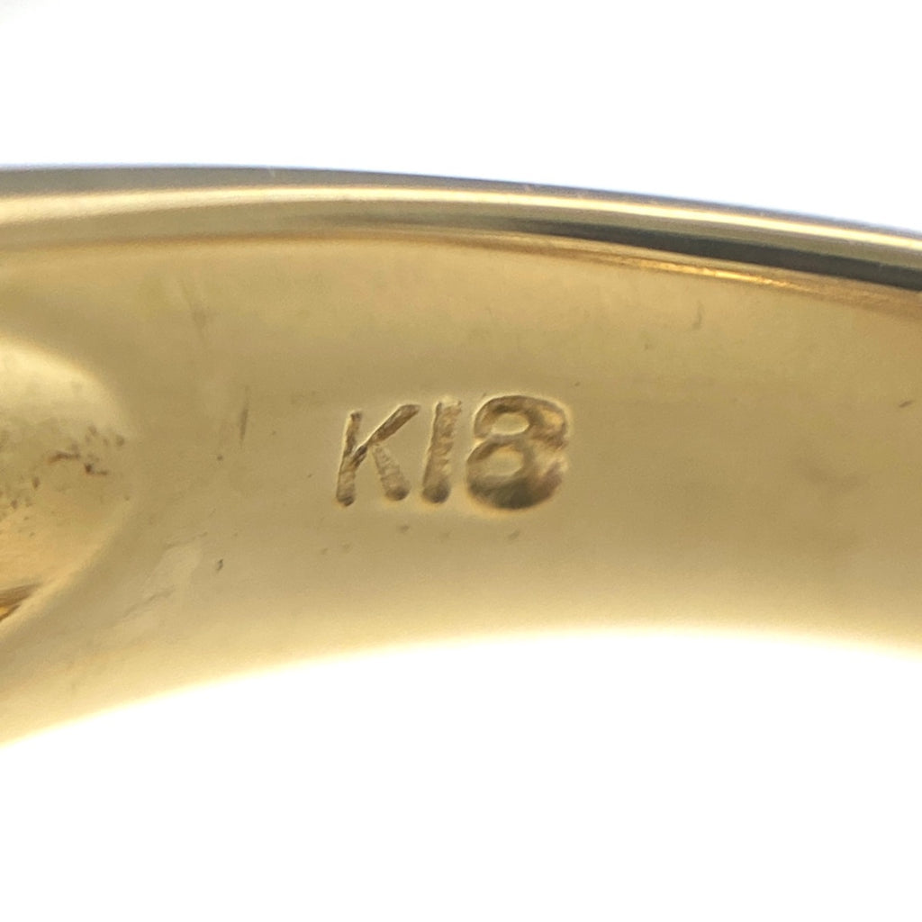 ルビー デザインリング YG イエローゴールド 指輪 メレダイヤ リング 14号 K18 ルビー ダイヤモンド レディース 【中古】nbjwl