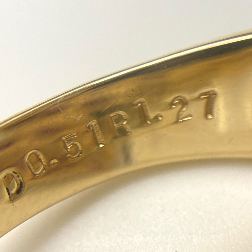 ルビー デザインリング YG イエローゴールド 指輪 メレダイヤ リング 14号 K18 ルビー ダイヤモンド レディース 【中古】nbjwl