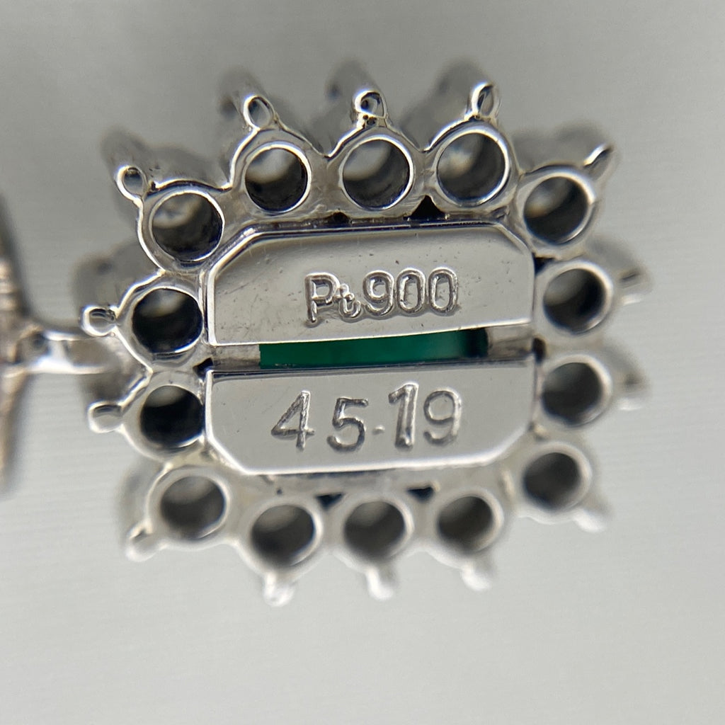 エメラルド デザインネックレス プラチナ ペンダント メレダイヤ ダイヤモンド ネックレス Pt900 Pt850 エメラルド レディース 【中古】nbjwl
