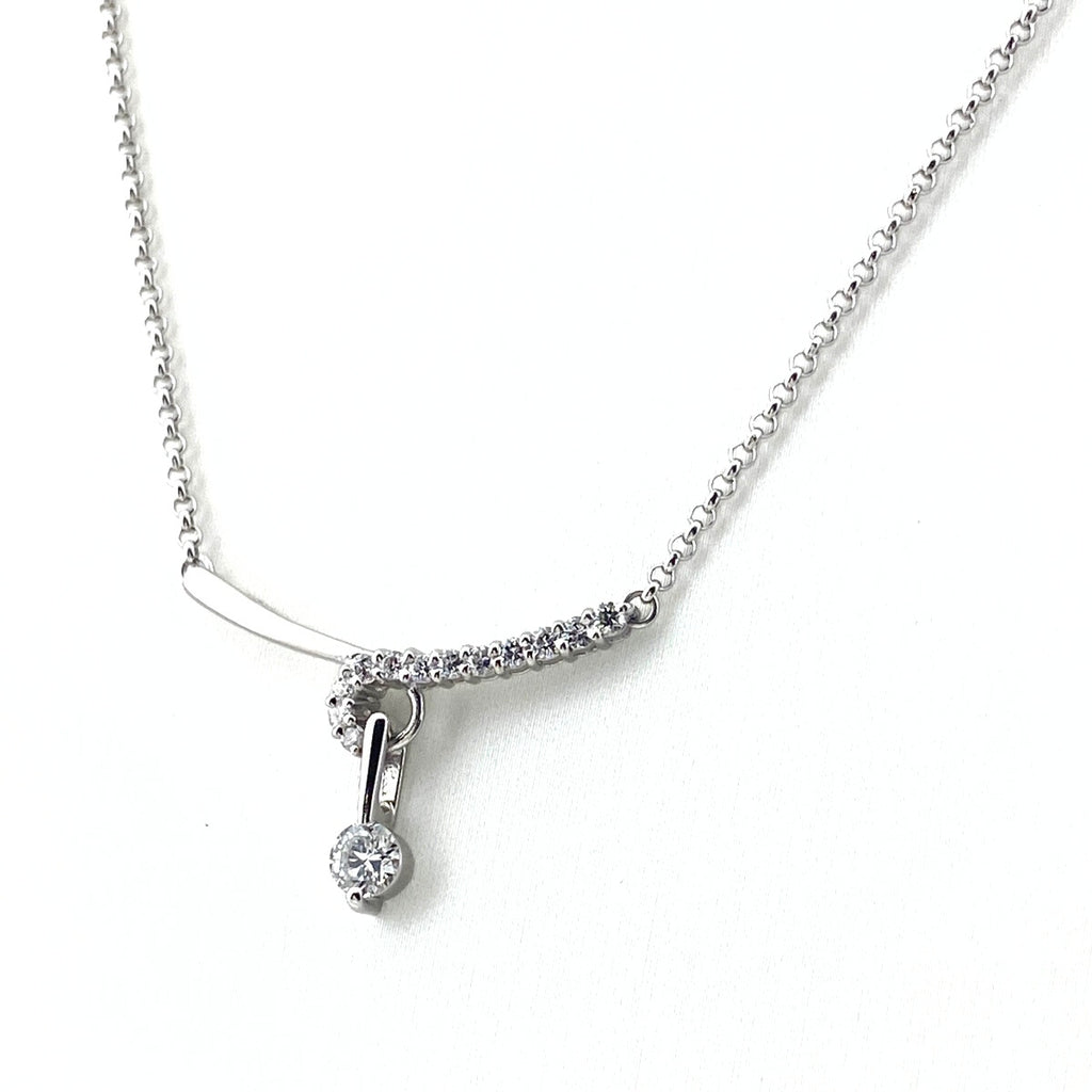 ダイヤモンド デザインネックレス プラチナ ペンダント メレダイヤ ネックレス Pt900 Pt850 ダイヤモンド レディース 【中古】nbjwl
