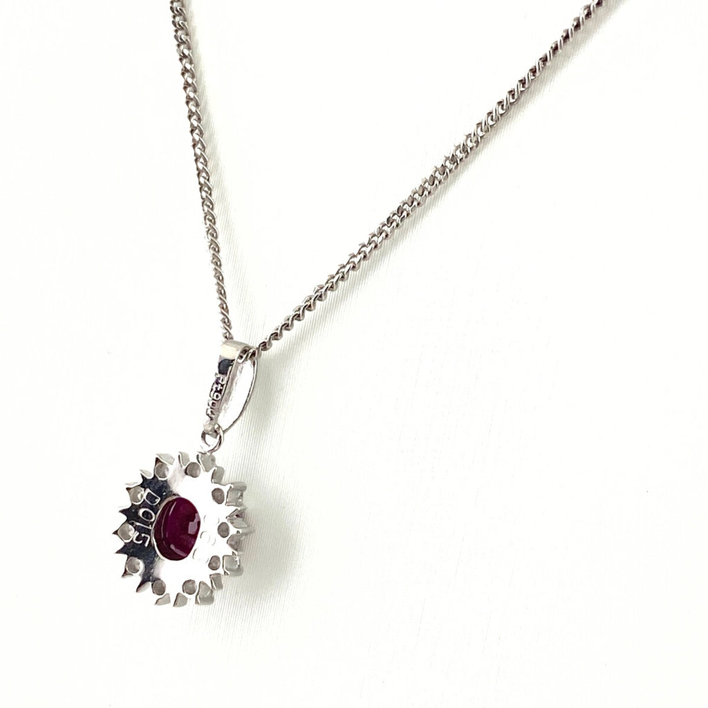 ルビー デザインネックレス プラチナ メレダイヤ ペンダント ネックレス Pt900 Pt850 ルビー レディース 【中古】nbjwl