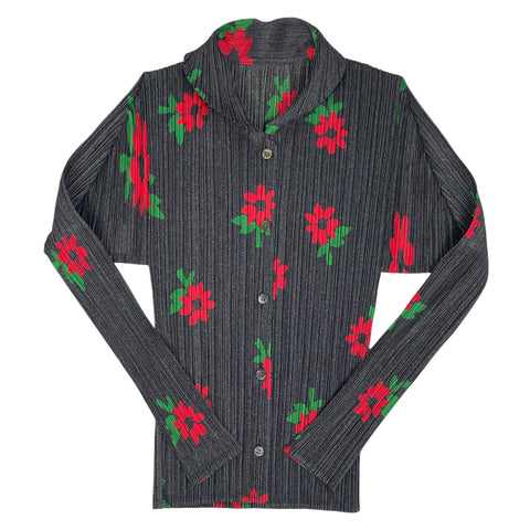 バイセル公式】プリーツプリーズ プリーツ 長袖シャツ 花柄 フラワー