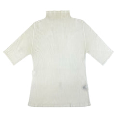 プリーツプリーズ ボトルネック 半袖 カットソー イッセイミヤケ トップス カットソー ポリエステル ホワイト レディース 【中古】brapp