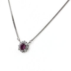 ルビー デザインネックレス プラチナ ペンダント メレダイヤ ネックレス Pt850 ルビー ダイヤモンド レディース 【中古】nbjwl