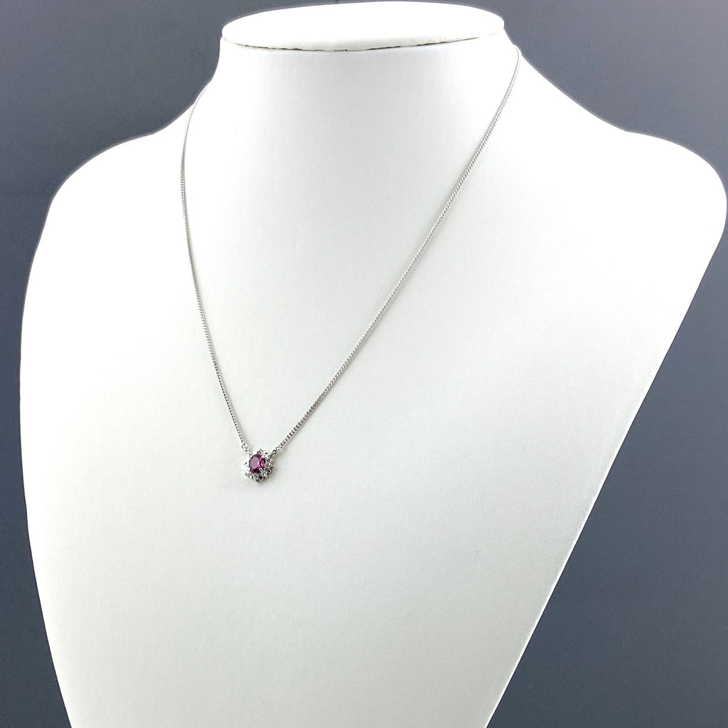 ルビー デザインネックレス プラチナ ペンダント メレダイヤ ネックレス Pt850 ルビー ダイヤモンド レディース 【中古】nbjwl