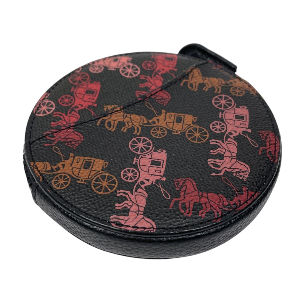 コーチ ロゴ コインケース ポーチ 馬車柄 小銭入れ コインケース レザー ブラック レディース 【中古】brbag