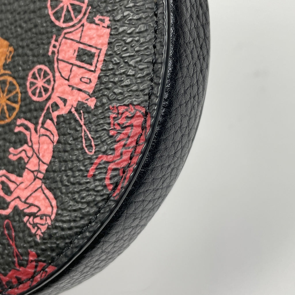 コーチ ロゴ コインケース ポーチ 馬車柄 小銭入れ コインケース レザー ブラック レディース 【中古】brbag