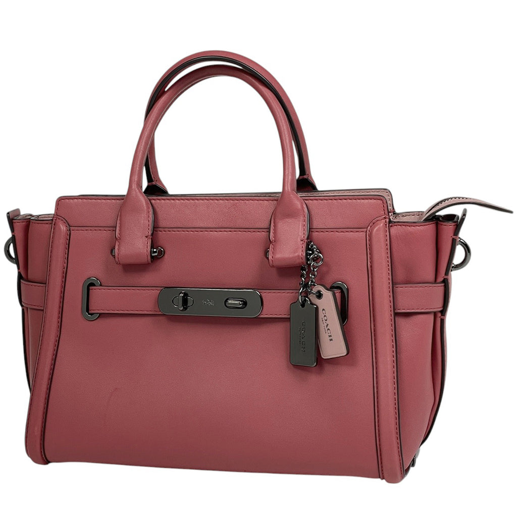 コーチ スワッガー 27 2WAY ショルダーバッグ ハンドバッグ レザー ピンク 55496 レディース 【中古】brbag