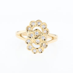 メレダイヤ デザインリング YG イエローゴールド 指輪 リング 11.5号 K18 ダイヤモンド レディース 【中古】nbjwl