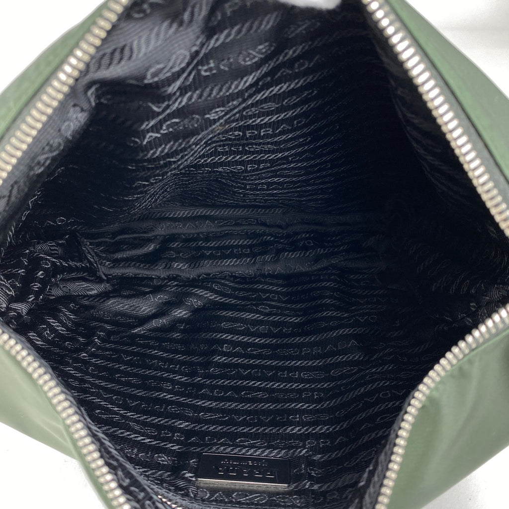 プラダ ロゴプレート ショルダーバッグ 斜め掛け ショルダーバッグ ナイロン グリーン レディース 【中古】brbag