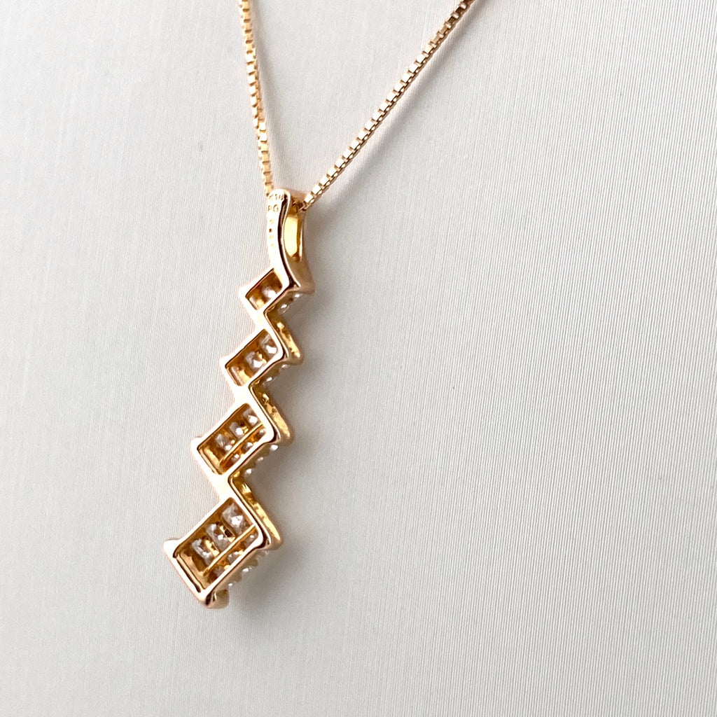 メレダイヤ デザインネックレス PG ピンクゴールド ペンダント ネックレス K18 PG ダイヤモンド レディース 【中古】nbjwl