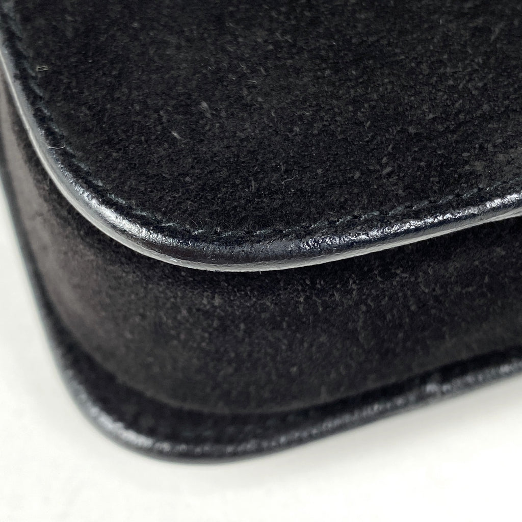 セリーヌ ロゴ ショルダーバッグ 斜め掛け ショルダーバッグ スエード ブラック レディース 【中古】brbag