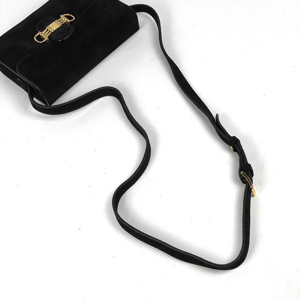 セリーヌ ロゴ ショルダーバッグ 斜め掛け ショルダーバッグ スエード ブラック レディース 【中古】brbag