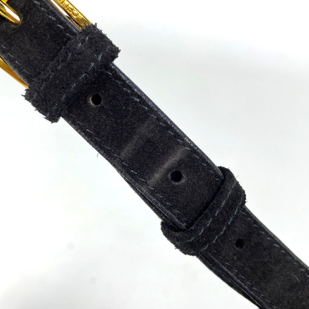 セリーヌ ロゴ ショルダーバッグ 斜め掛け ショルダーバッグ スエード ブラック レディース 【中古】brbag